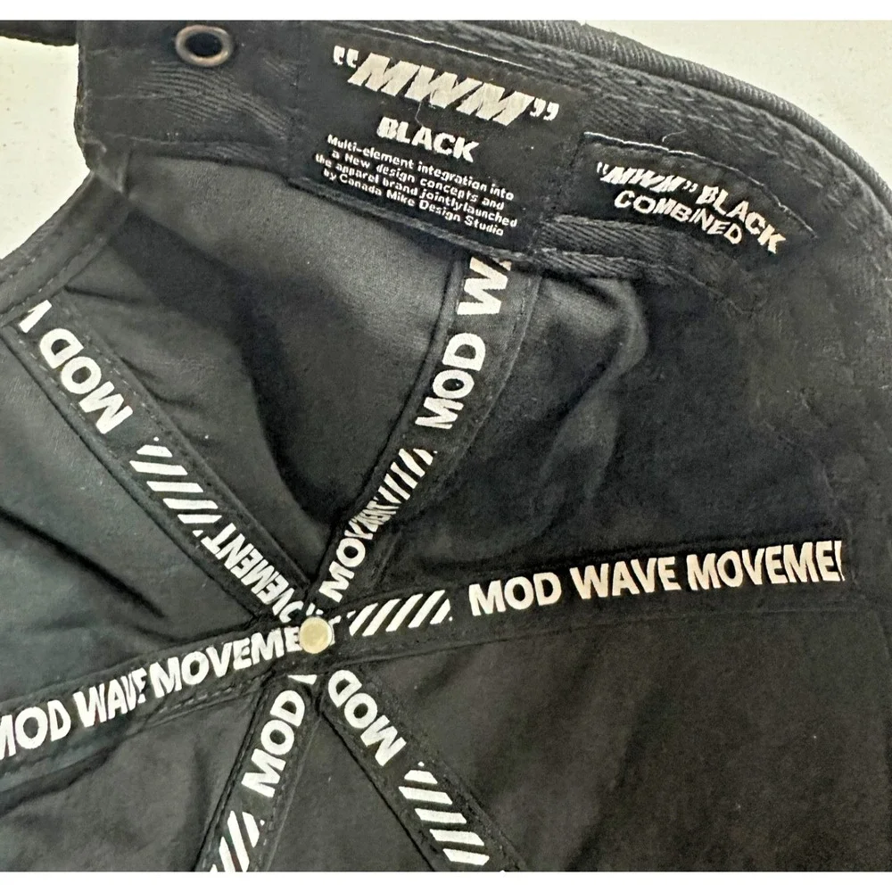 MWM mens golf hat black with mod way movement logo slideback new w/out tags